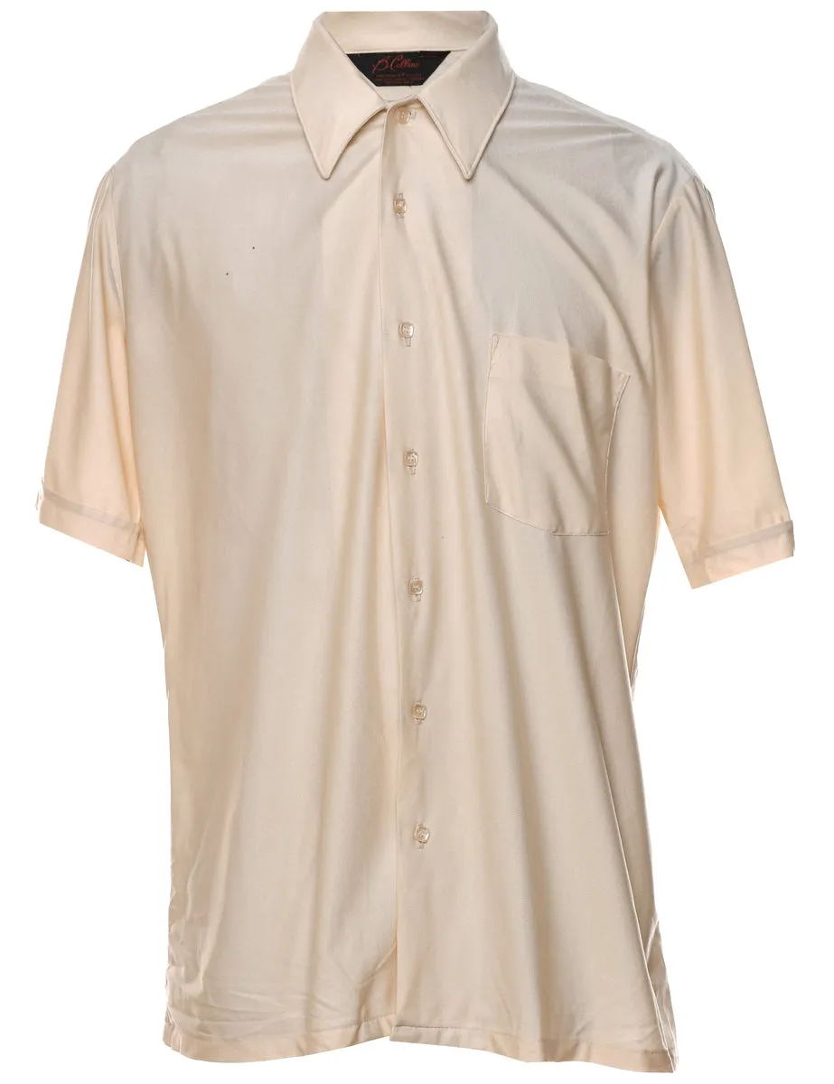 1970s Beige Short-Sleeve Shirt - L