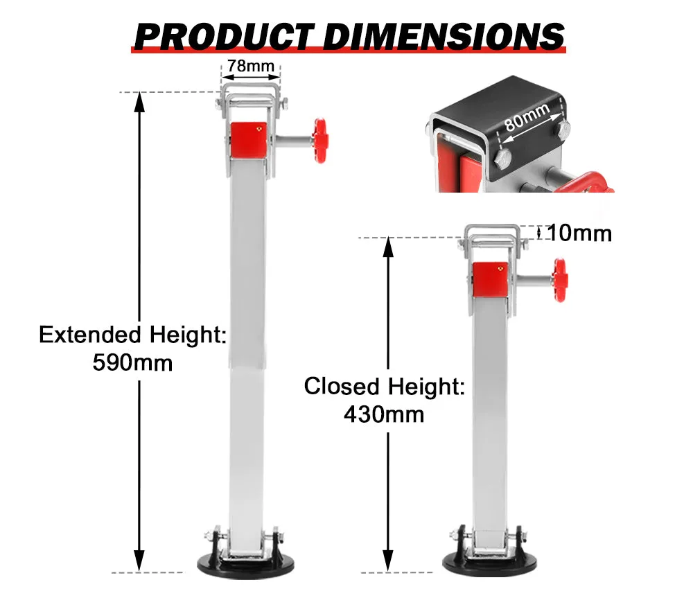 2x 430mm Drop Down Corner Steadies Stabilizer Legs Caravan Camper Trailer 1500LBS