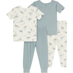 4-Piece Baby & Toddler Boys Ivory Sailing Tight Fitting Pajamas Set