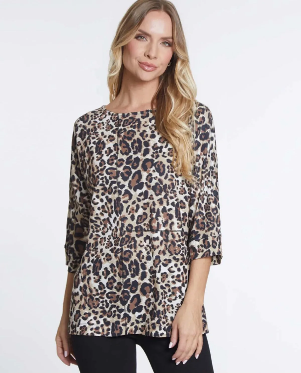 All Over Animal Print Scoop Neck Top by Multiples