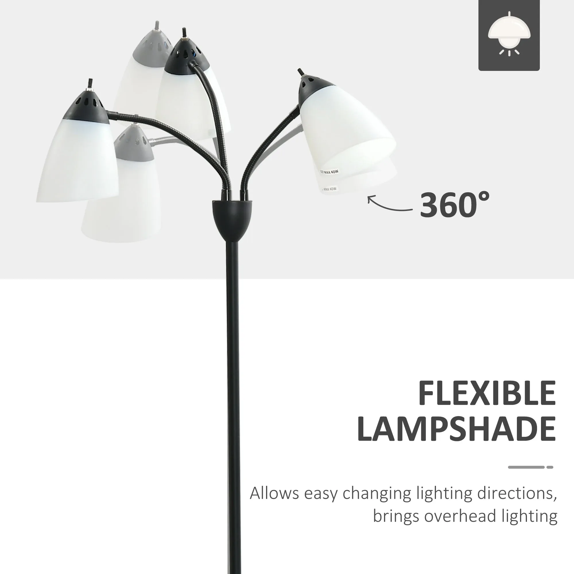 Arc Tree Floor Lamp with 3 Adjustable Rotating Lights