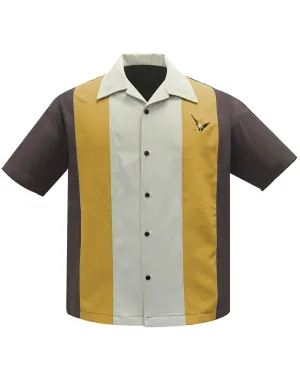 Atomic Mad Men Bowling Shirt in Coffee/Mustard/Stone