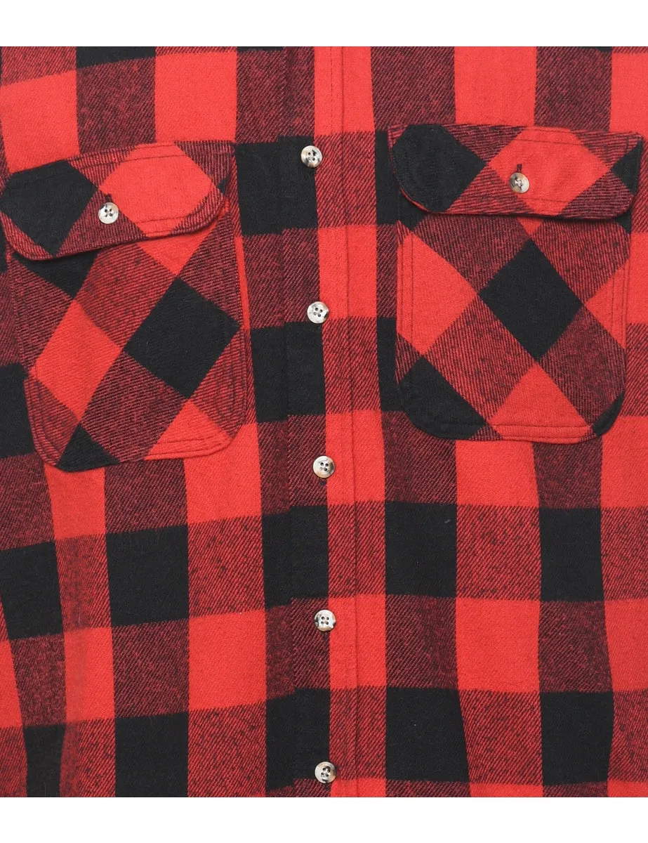 Black & Red Checked Flannel Shirt - XL