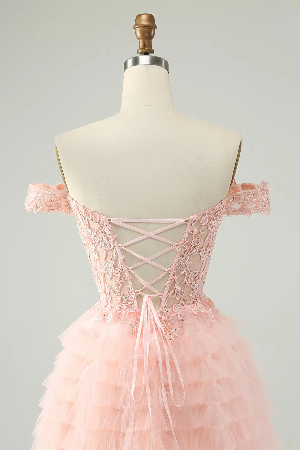 Blush A Line Off The Shoulder Corset Short Tulle Mini Dress