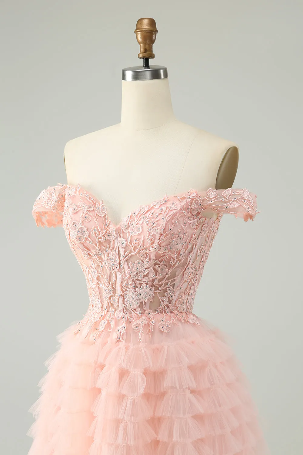 Blush A Line Off The Shoulder Corset Short Tulle Mini Dress