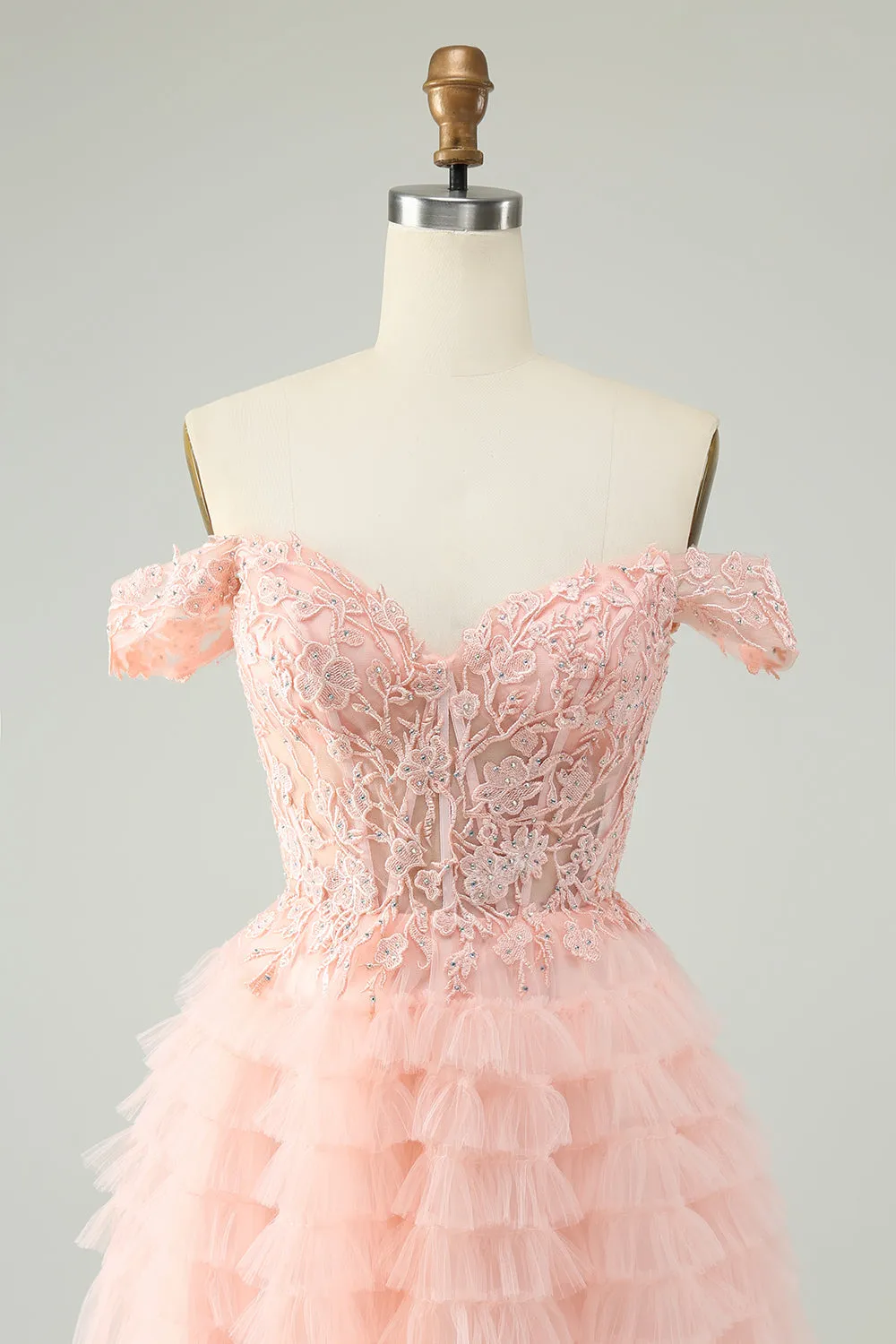 Blush A Line Off The Shoulder Corset Short Tulle Mini Dress