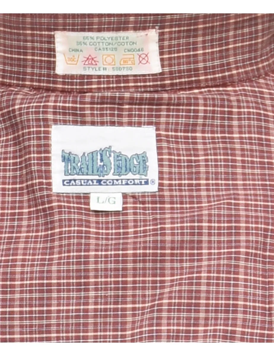 Checked Maroon Western Shirt - L