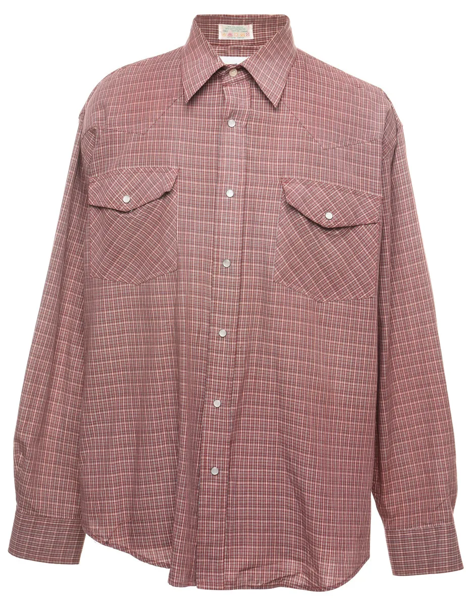 Checked Maroon Western Shirt - L