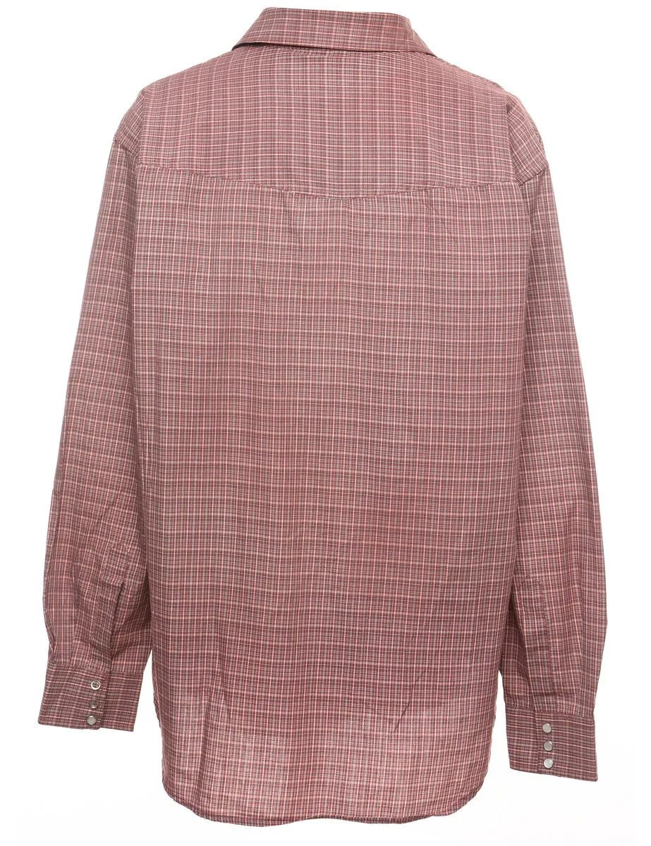 Checked Maroon Western Shirt - L