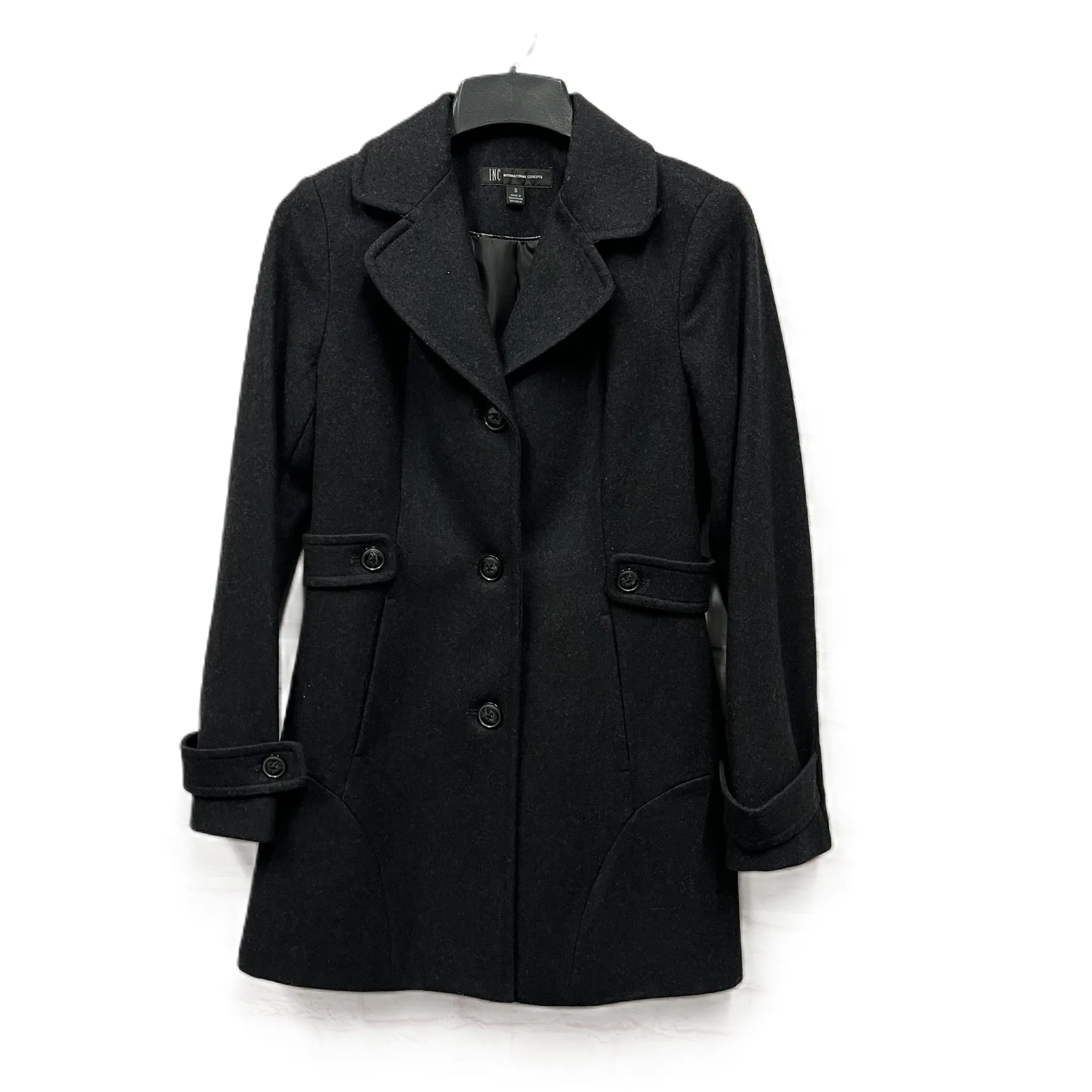 Coat Peacoat By Inc In Black, Size: S