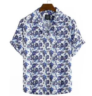 Cotton - Camp Collar Shirt - White Floral