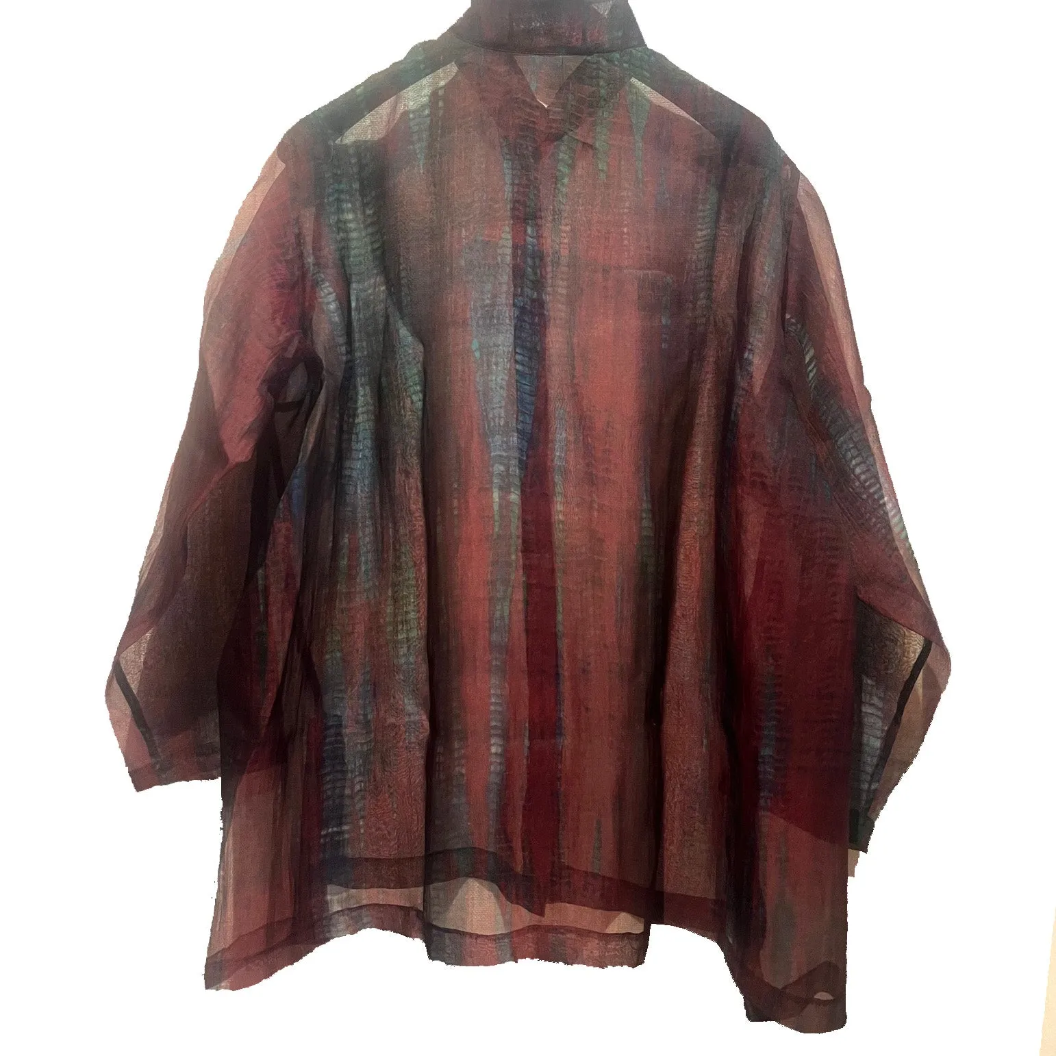 Doshi Shirt, Breath of Miyake, Silk Organza, Blue Ruby S/M