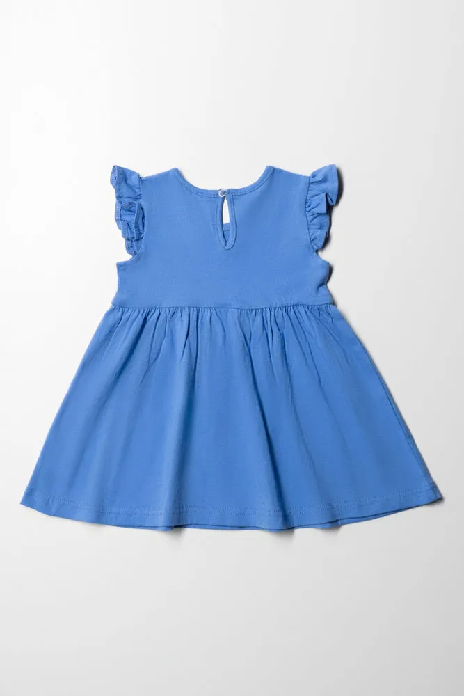 Flutter Sleeve Dress Mid Blue