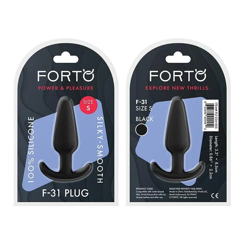 Forto F-31 100% Silicone Butt Plug with Flared Base Black