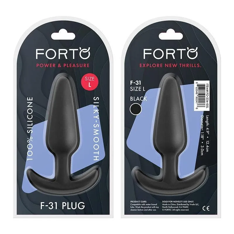 Forto F-31 100% Silicone Butt Plug with Flared Base Black