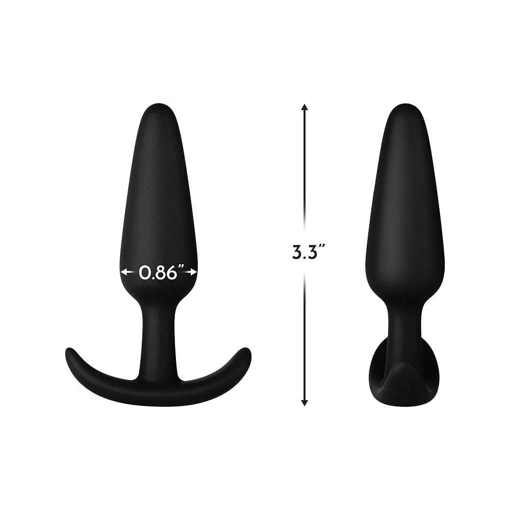 Forto F-31 100% Silicone Butt Plug with Flared Base Black