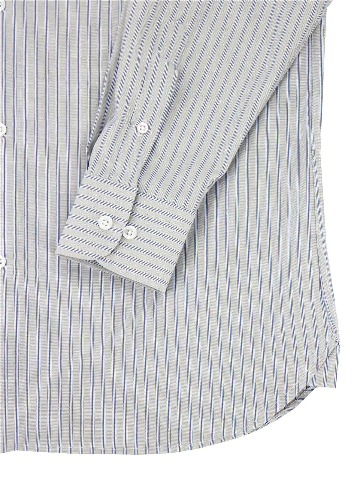 Grey Heathfield Stripe Forties Spearpoint Collar Shirt with Barrel Cuff