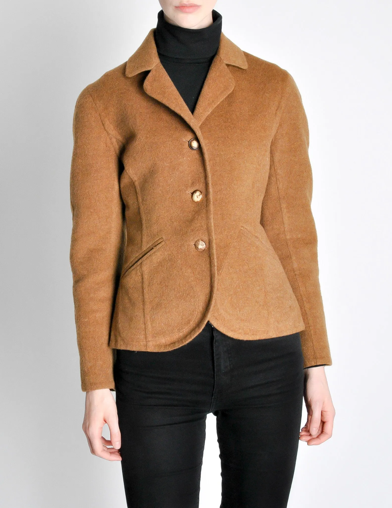 Hermès Vintage Caramel Brown Cashmere Blazer Riding Jacket