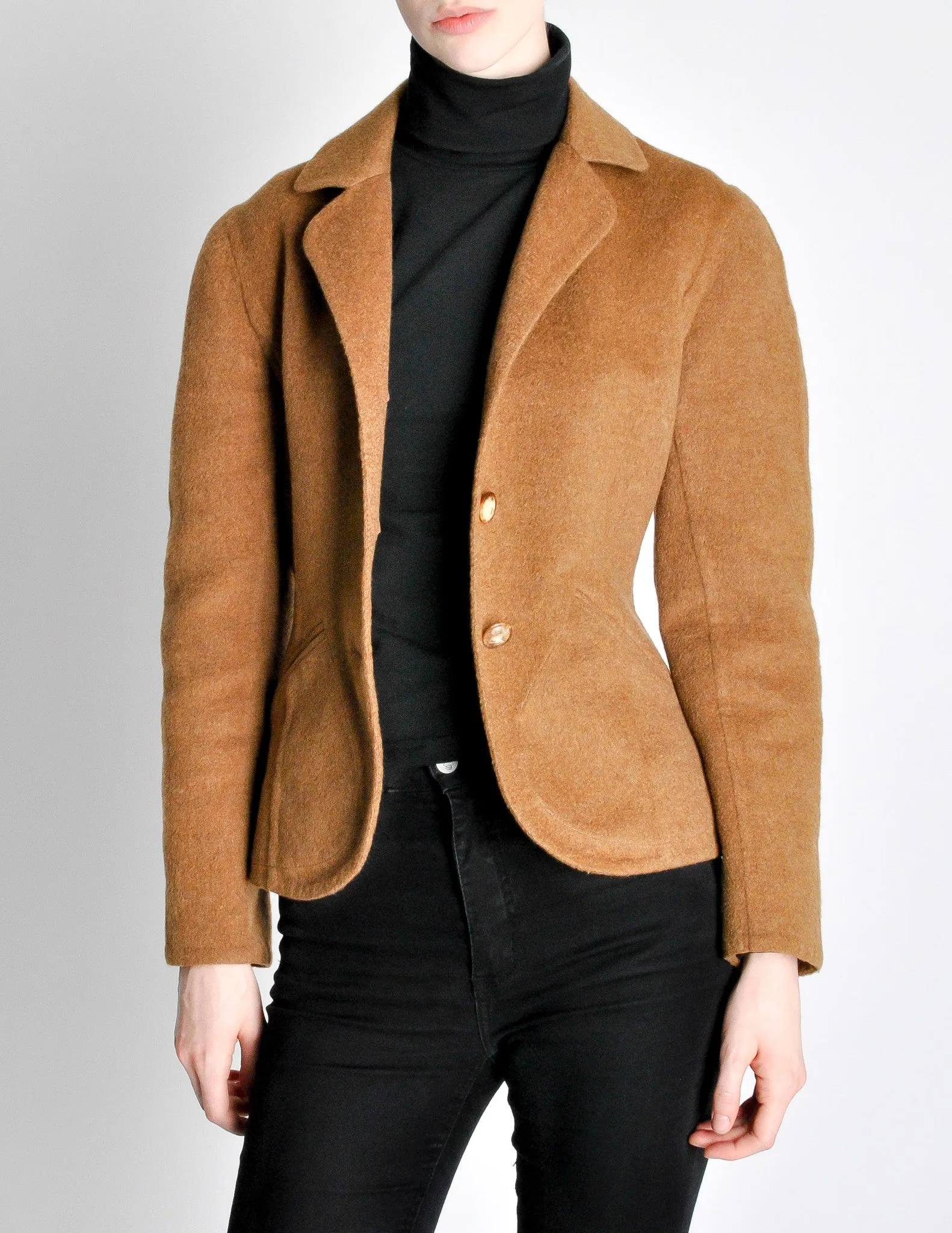 Hermès Vintage Caramel Brown Cashmere Blazer Riding Jacket