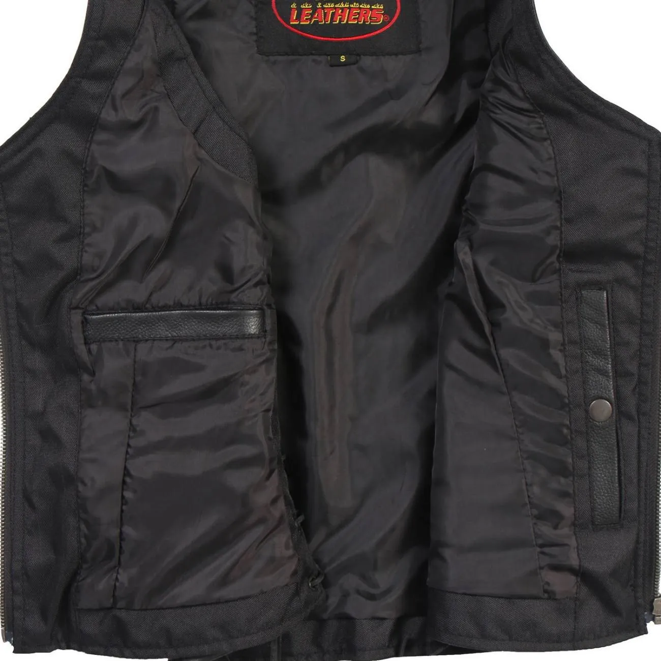 Hot Leathers VSL1013 Ladies Black Leather Side Lace Zip-Up Vest