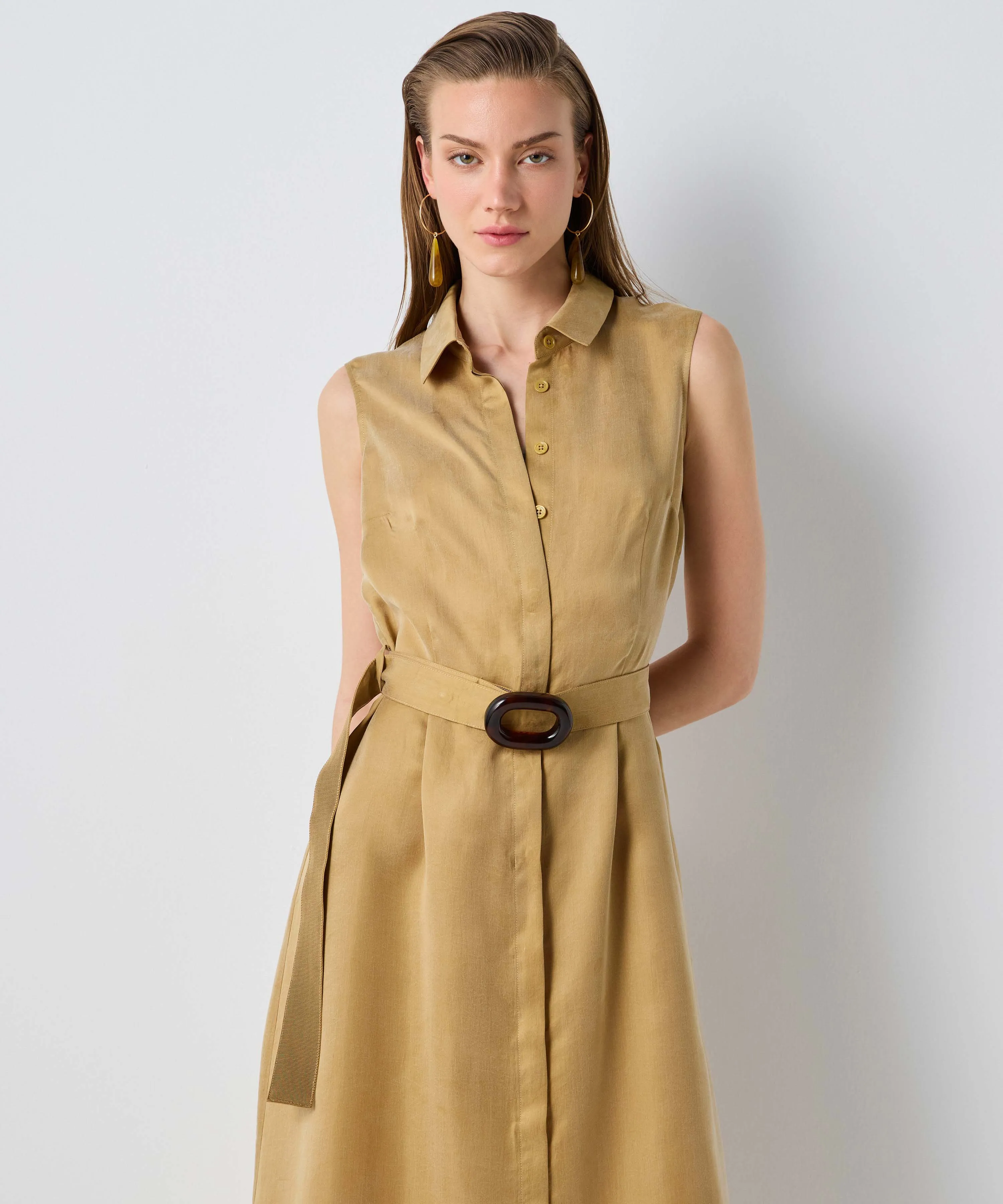 Ipekyol Belted Shirt Dress Natural