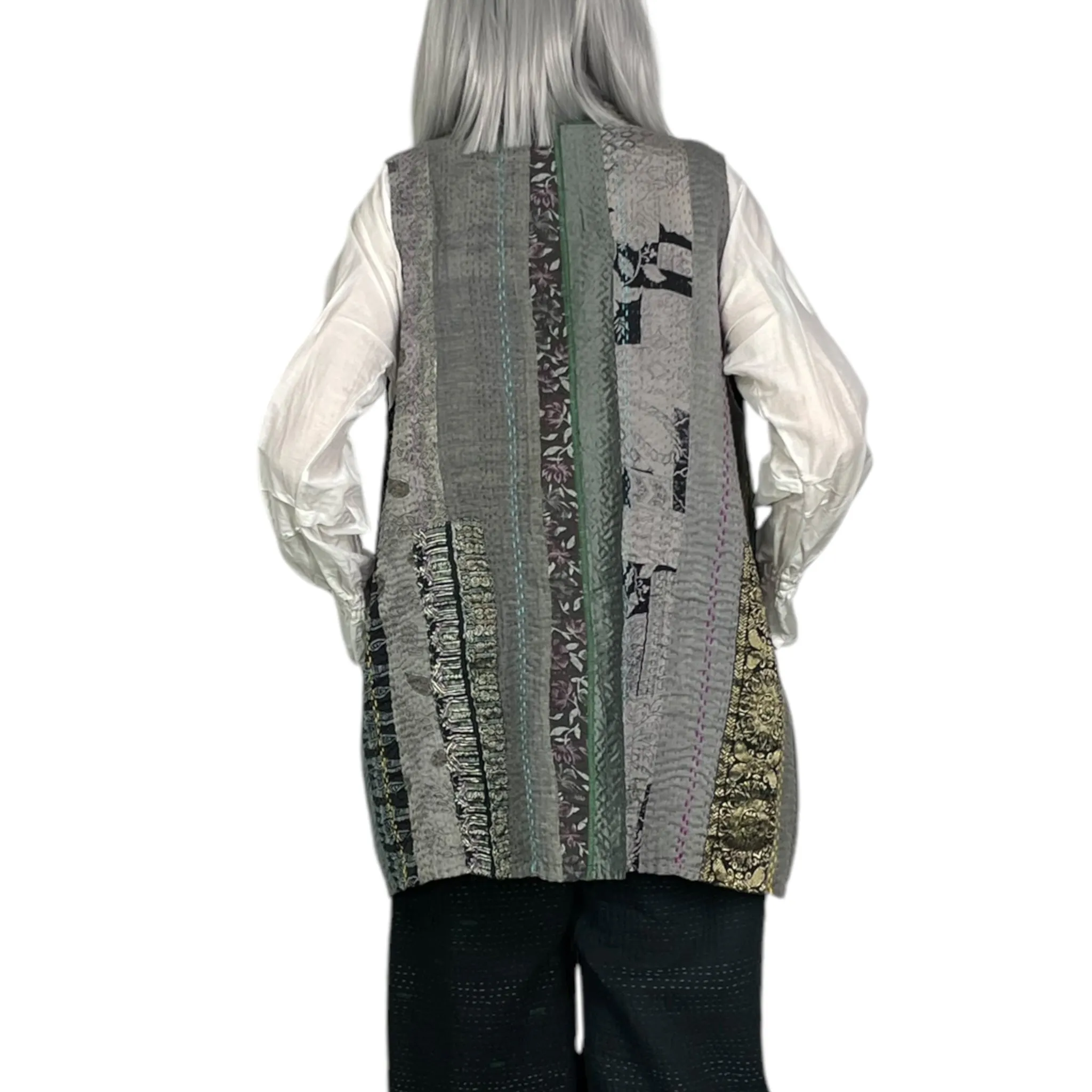 JEWEL WOVEN KIMONO VEST SHORT (M)