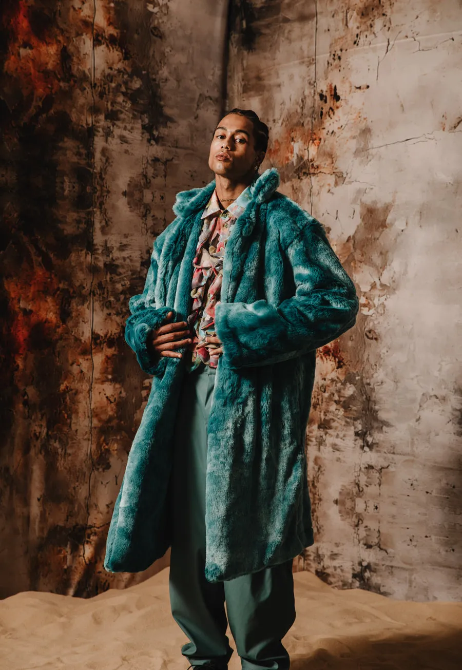 Kai Faux Fur Coat Petrol