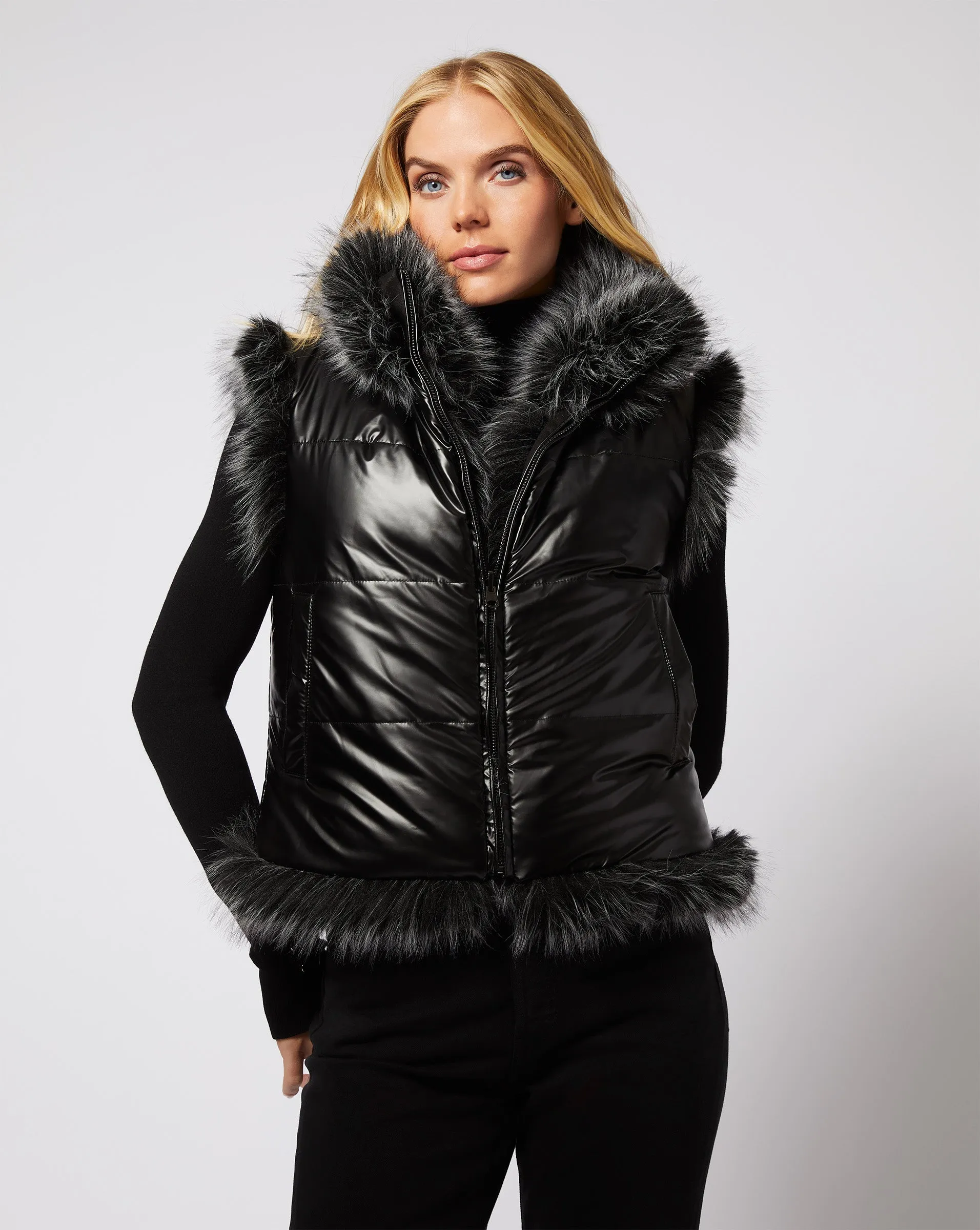 Katy Tipped Fox Faux Fur Vest