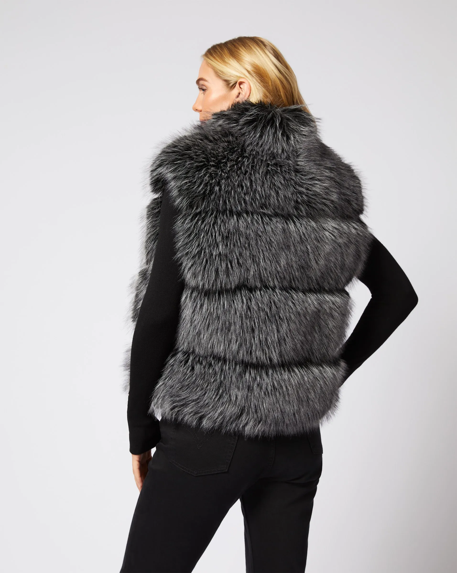 Katy Tipped Fox Faux Fur Vest