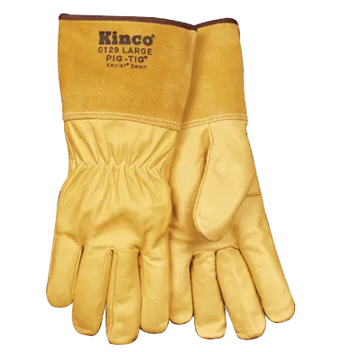 Kinco 0129 Tig Welders Golden Premium Full Grain Pigskin  Heat-Resistant Gloves (One Dozen)