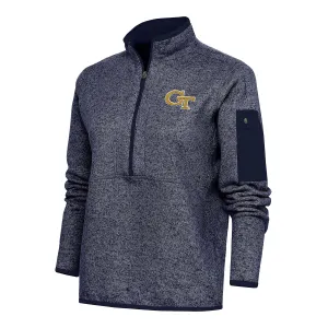 Ladies Georgia Tech Yellow Jackets 1/2 Zip Fortune Heather Navy Pullover Jacket