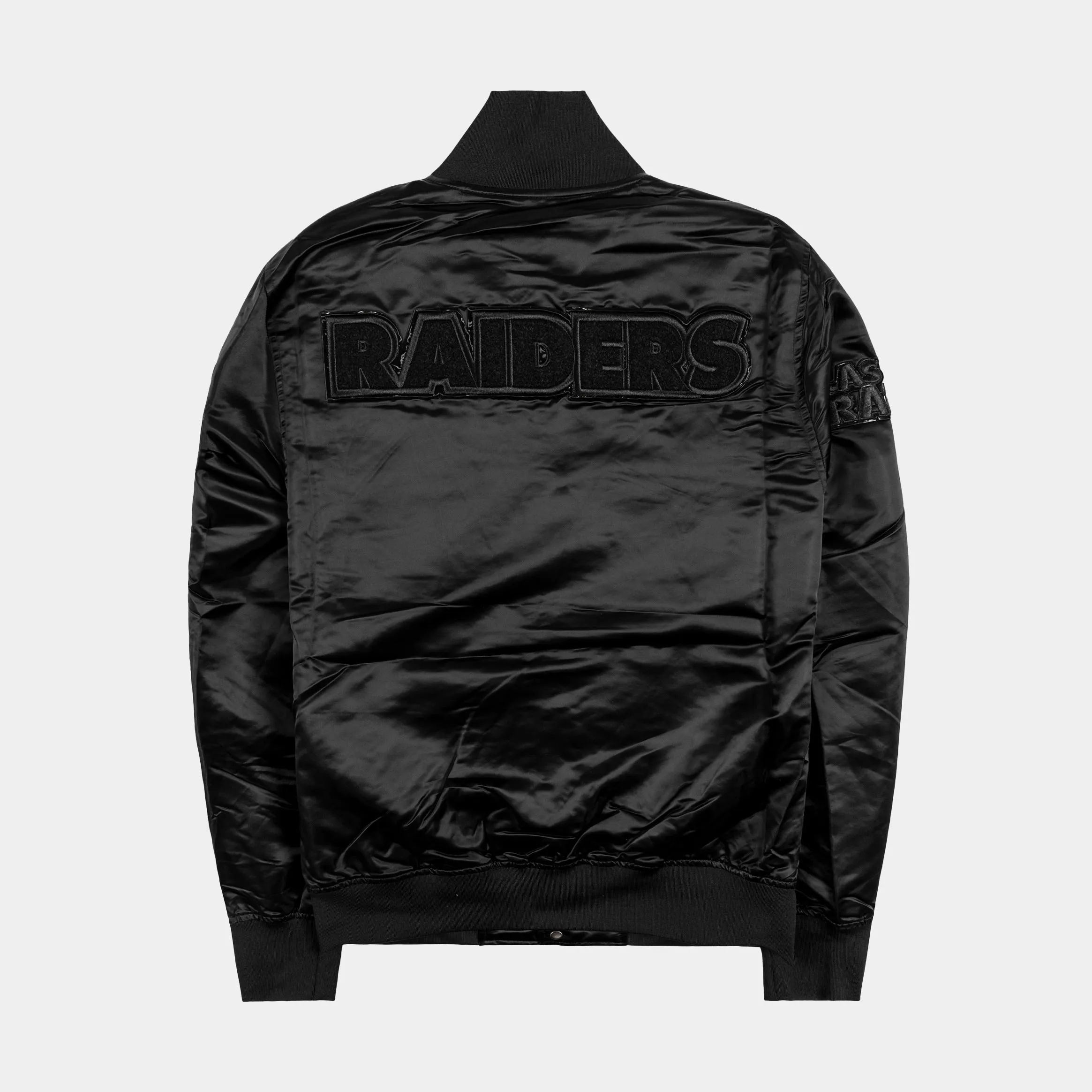 Las Vegas Raiders Triple Black Satin Mens Jacket (Black)