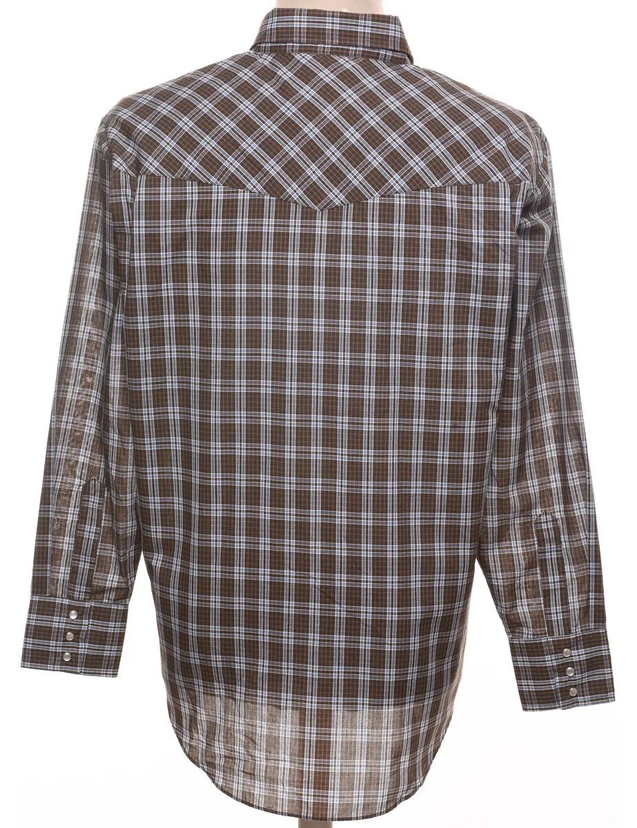 Light Blue & Brown Classic Checked Shirt - L