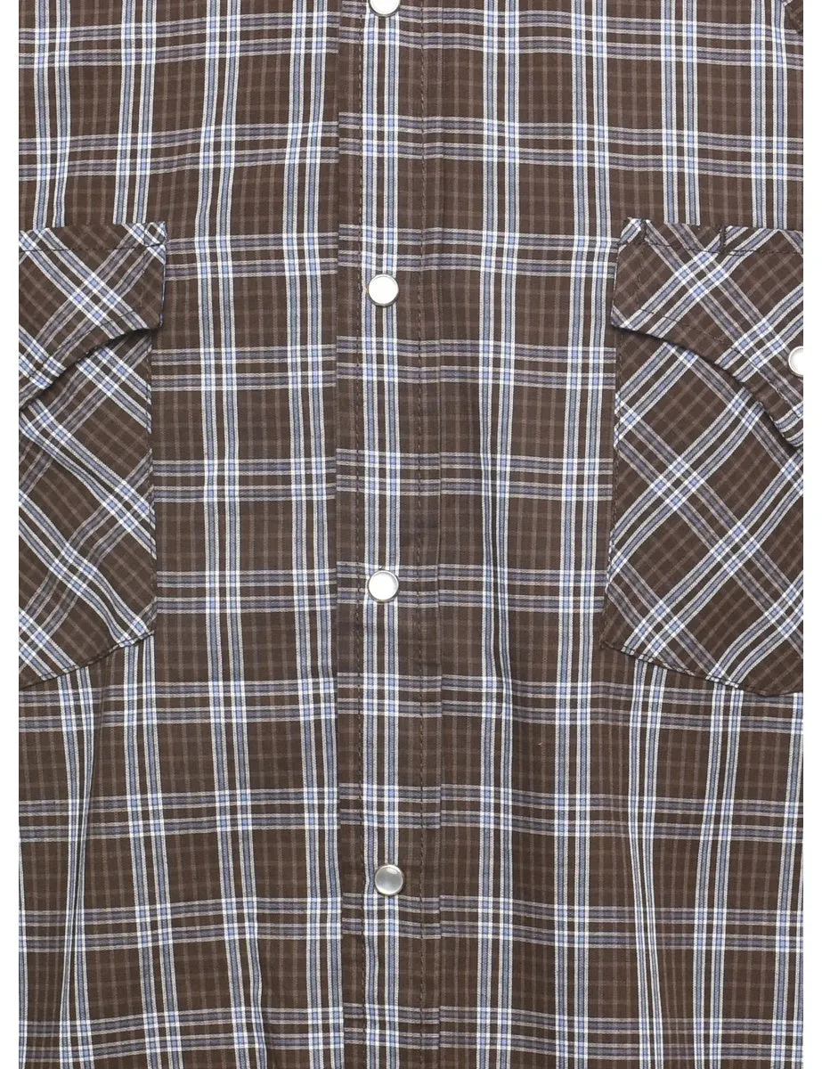 Light Blue & Brown Classic Checked Shirt - L