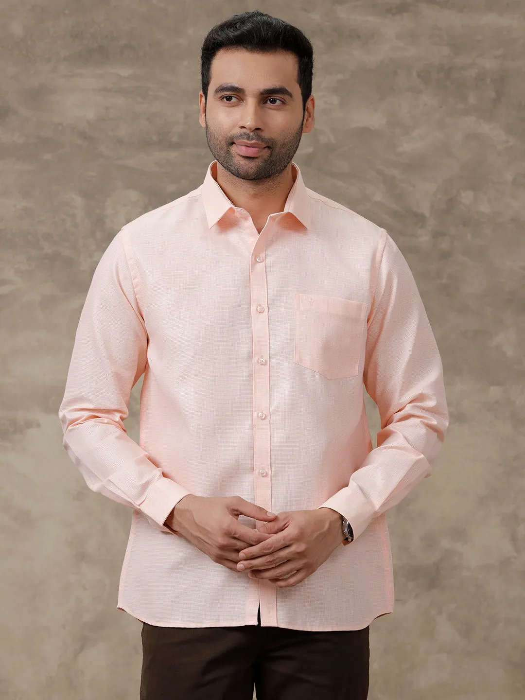 Men Cotton Blend Shirt Light Pink T25 TA4