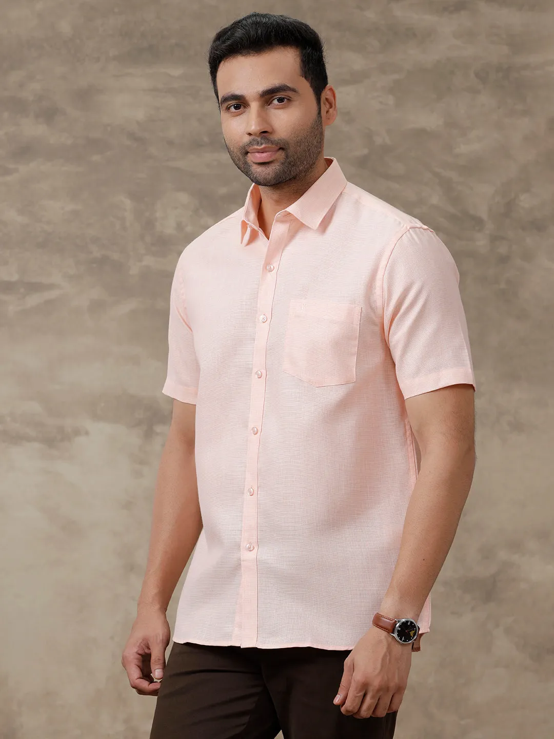 Men Cotton Blend Shirt Light Pink T25 TA4