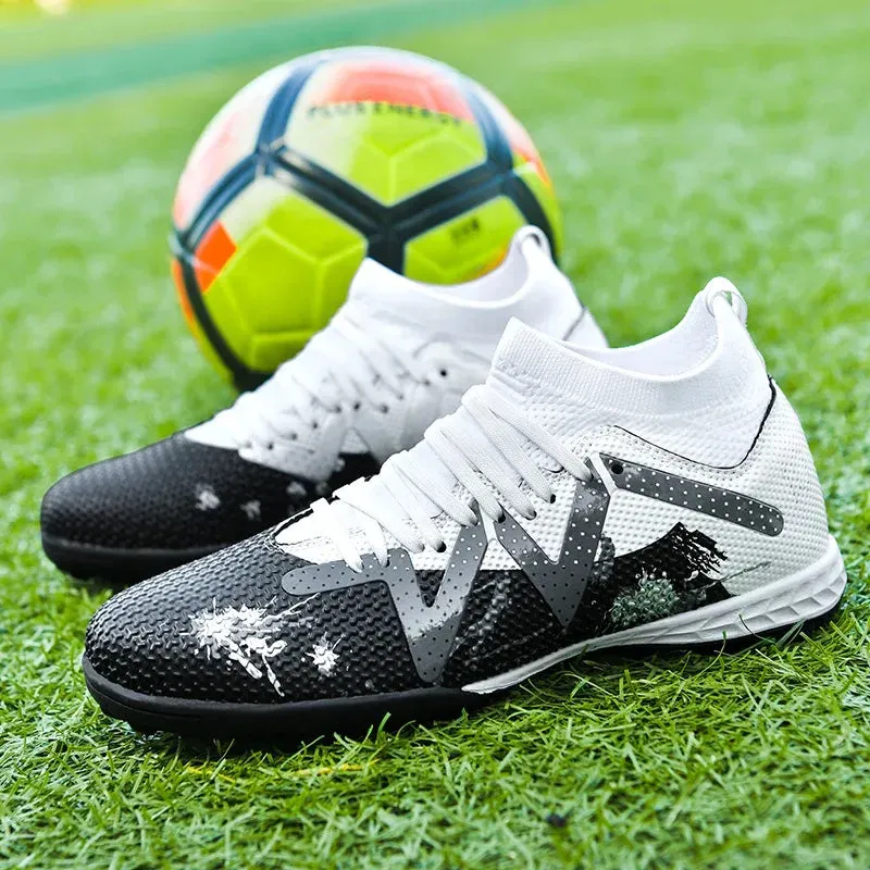 Men Soccer Shoes TF Training Football Boots High-top Non-Slip Sport Turf Cleats Unisex Futsal Wear-Resistant Boys Girls Outdoor