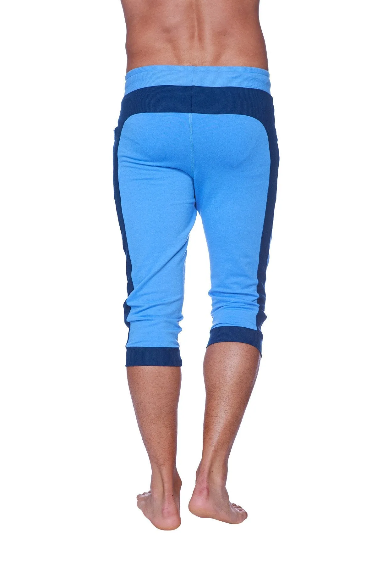 Mens Cuffed Yoga Pants (Ice Blue w/Royal Blue)