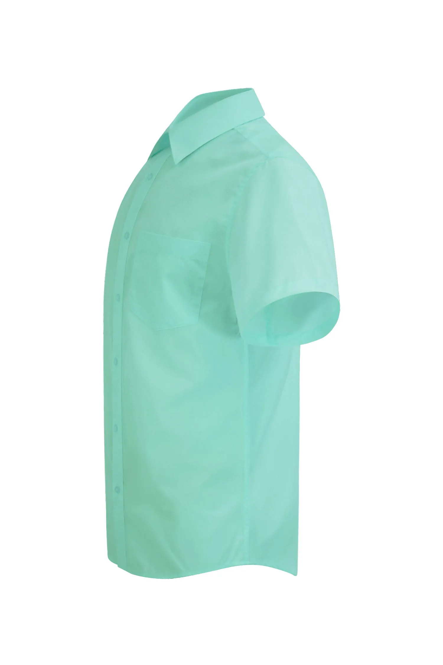 Men's Regular Fit Short Sleeve Solid Color Dress Shirts (Aqua)