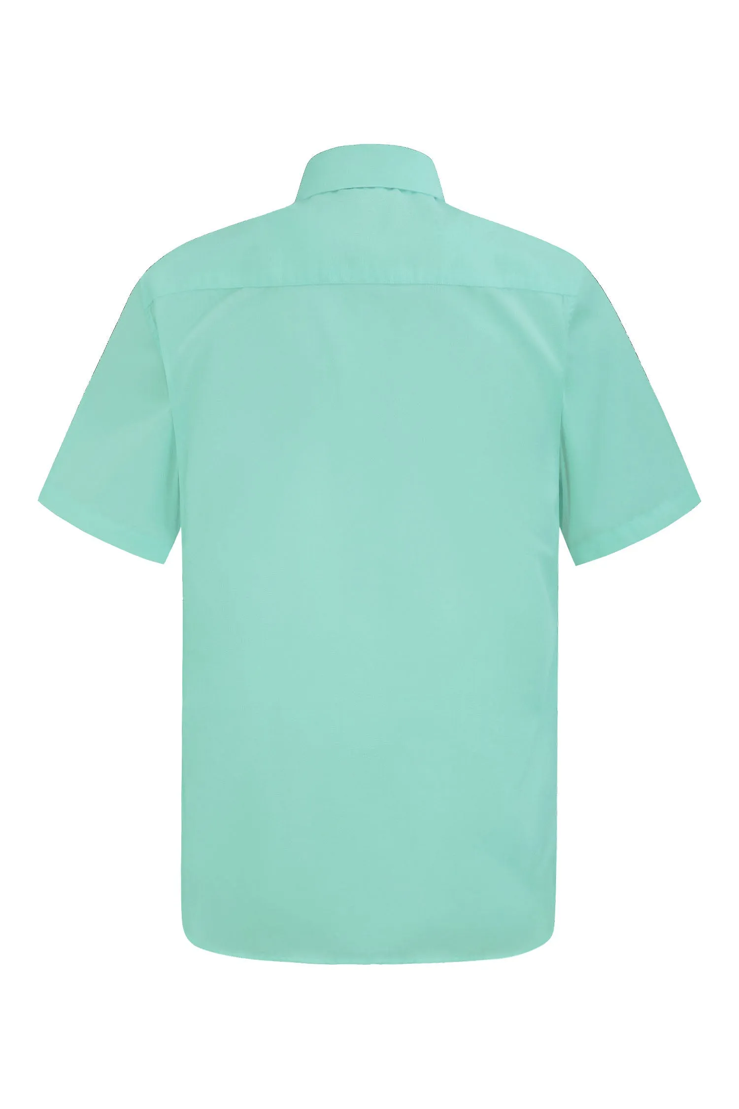 Men's Regular Fit Short Sleeve Solid Color Dress Shirts (Aqua)