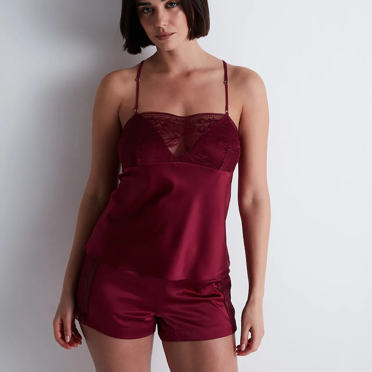 Midnight Whisper Silk Top in Crimson