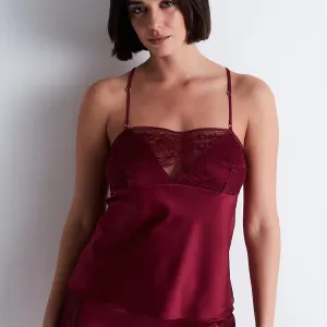 Midnight Whisper Silk Top in Crimson