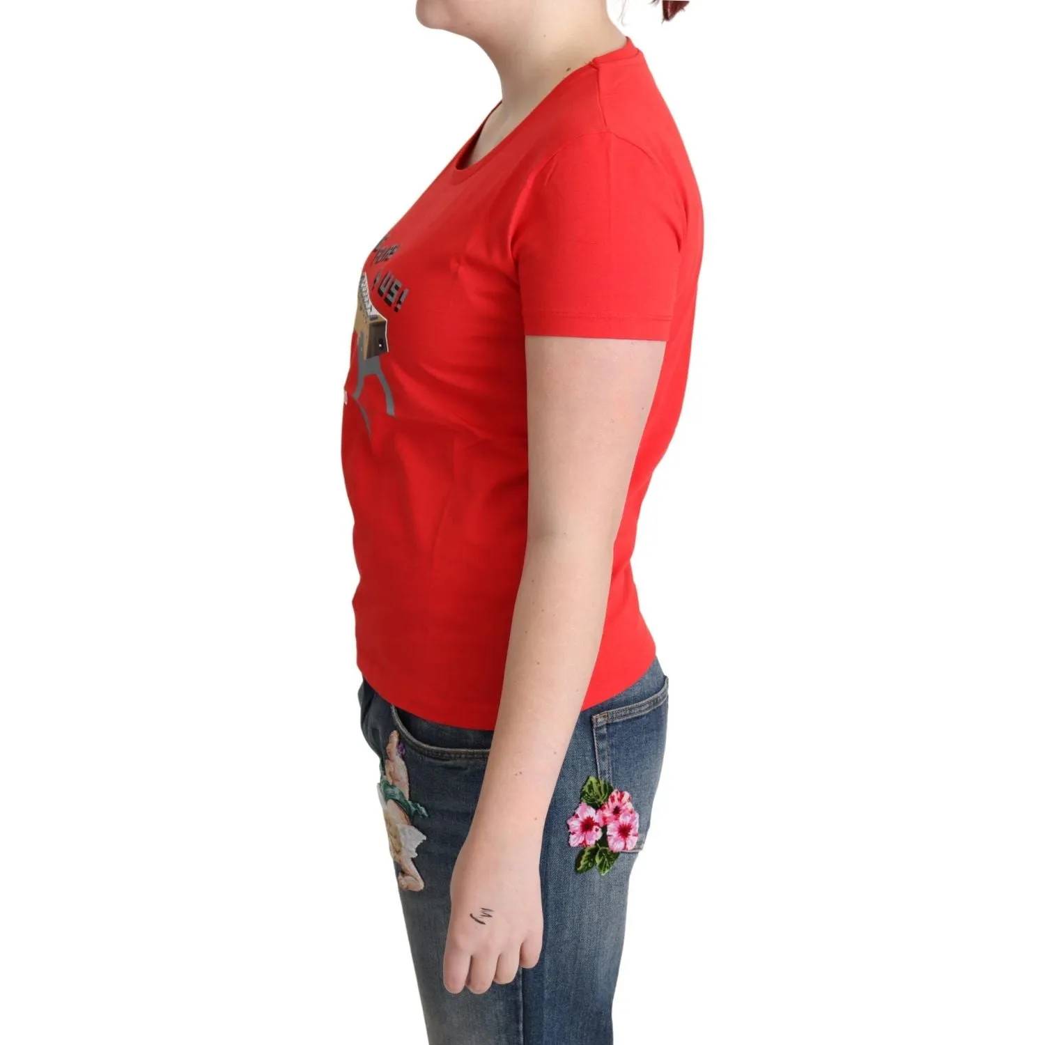 Moschino Chic Red Cotton Tee with Playful Print