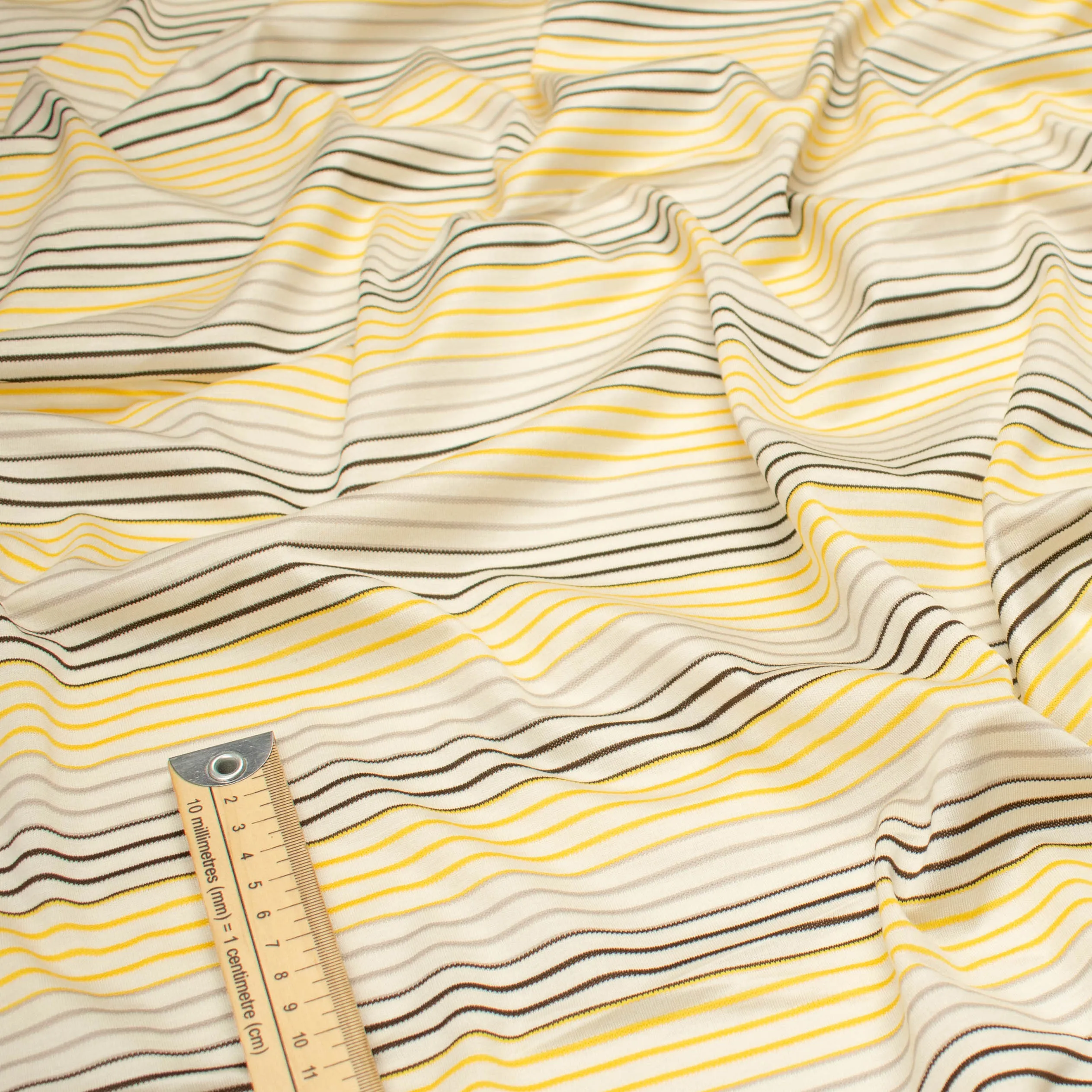 Printed Knits Design-133 Yellow & Grey Stripes