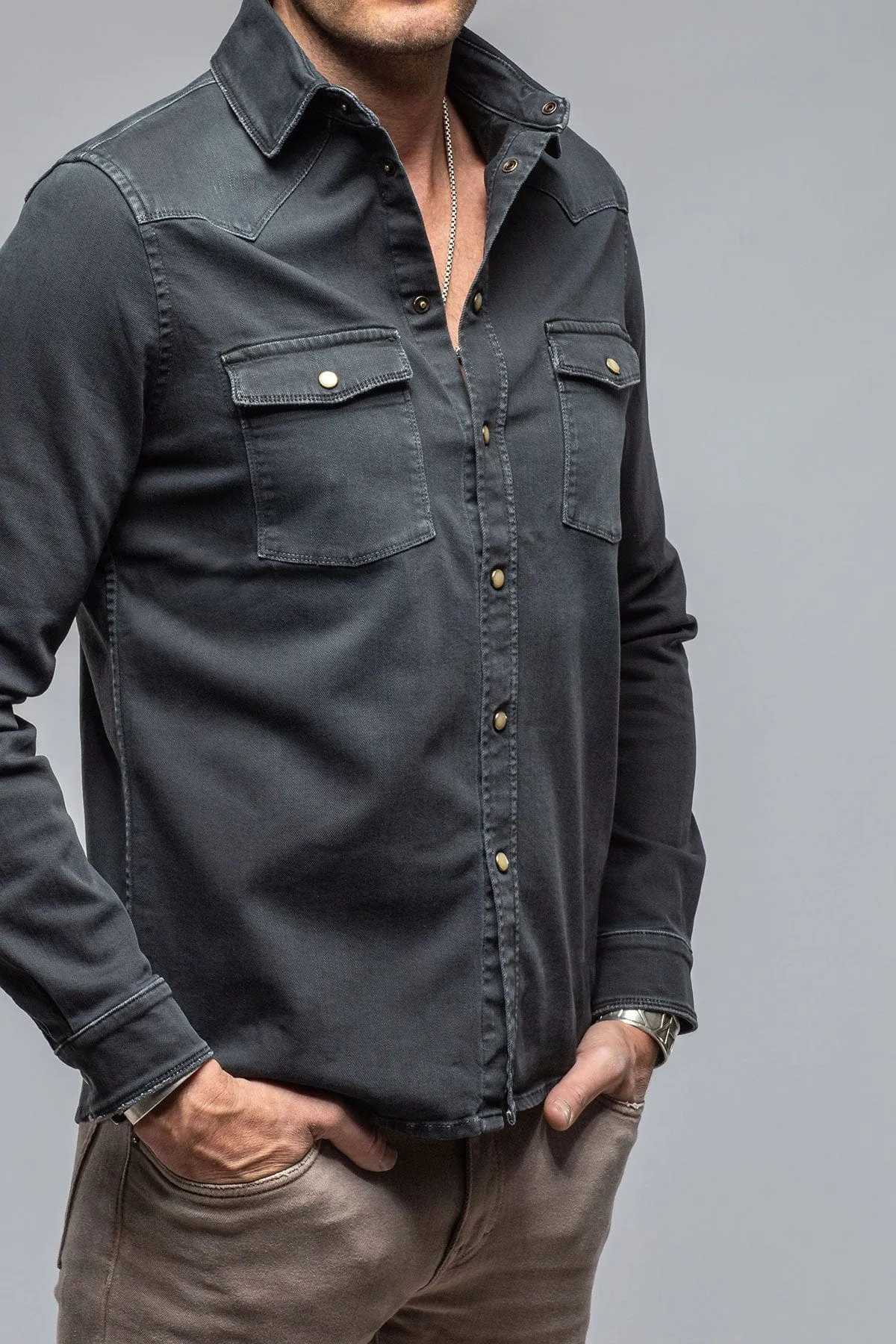 Ranger Colored Denim Snap Shirt In Anthracite