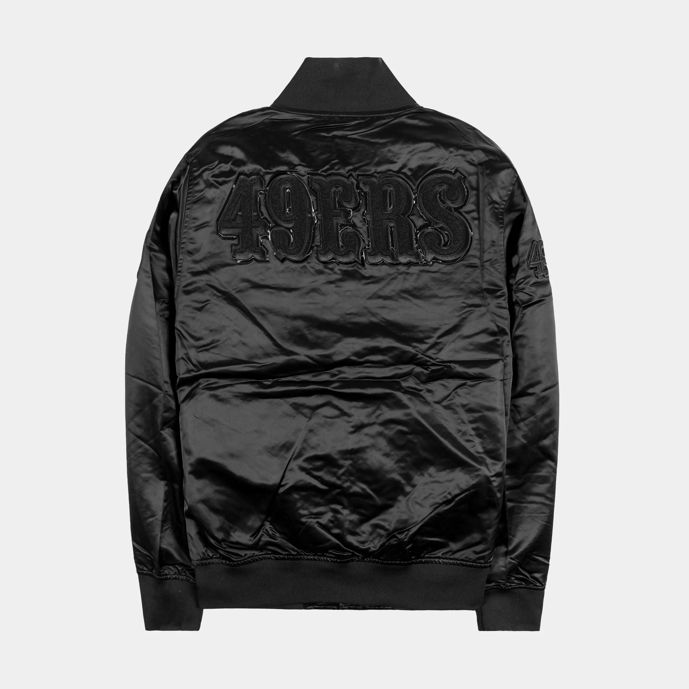 San Francisco 49ers Triple Black Satin Mens Jacket (Black)