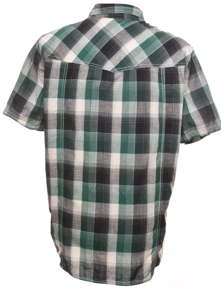 Short Sleeve Green & Black Classic Checked Shirt - L