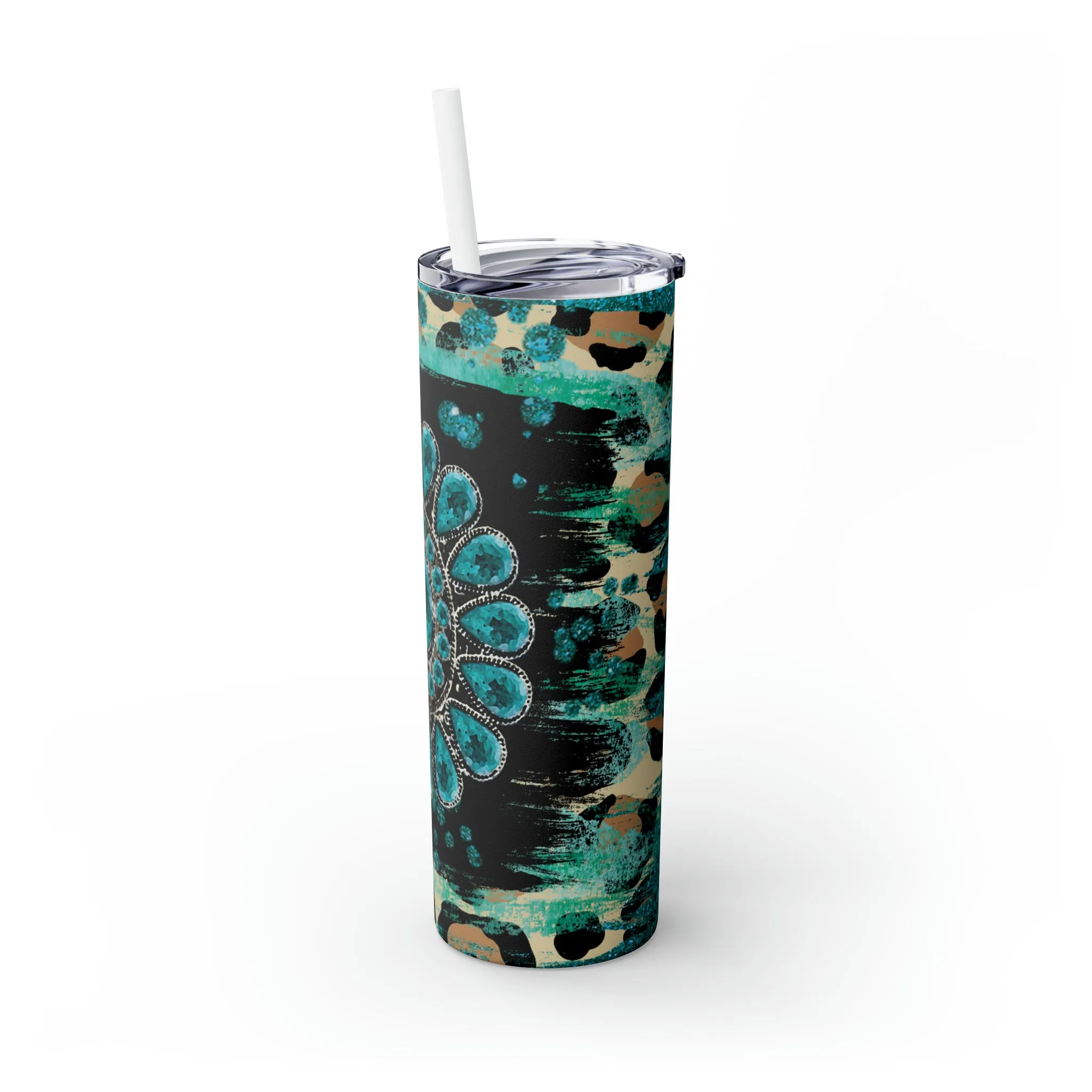 Skinny Tumbler with Straw, 20oz, Western