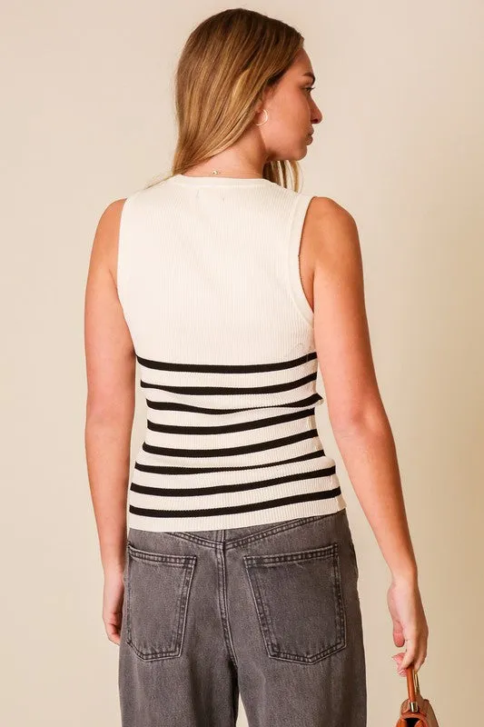 SLEEVELESS STRIPE RIB TANK