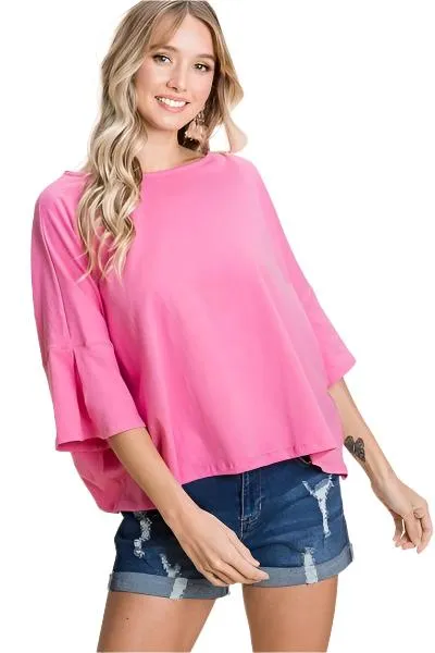 Solid Cotton Casual Tops 4 Colors